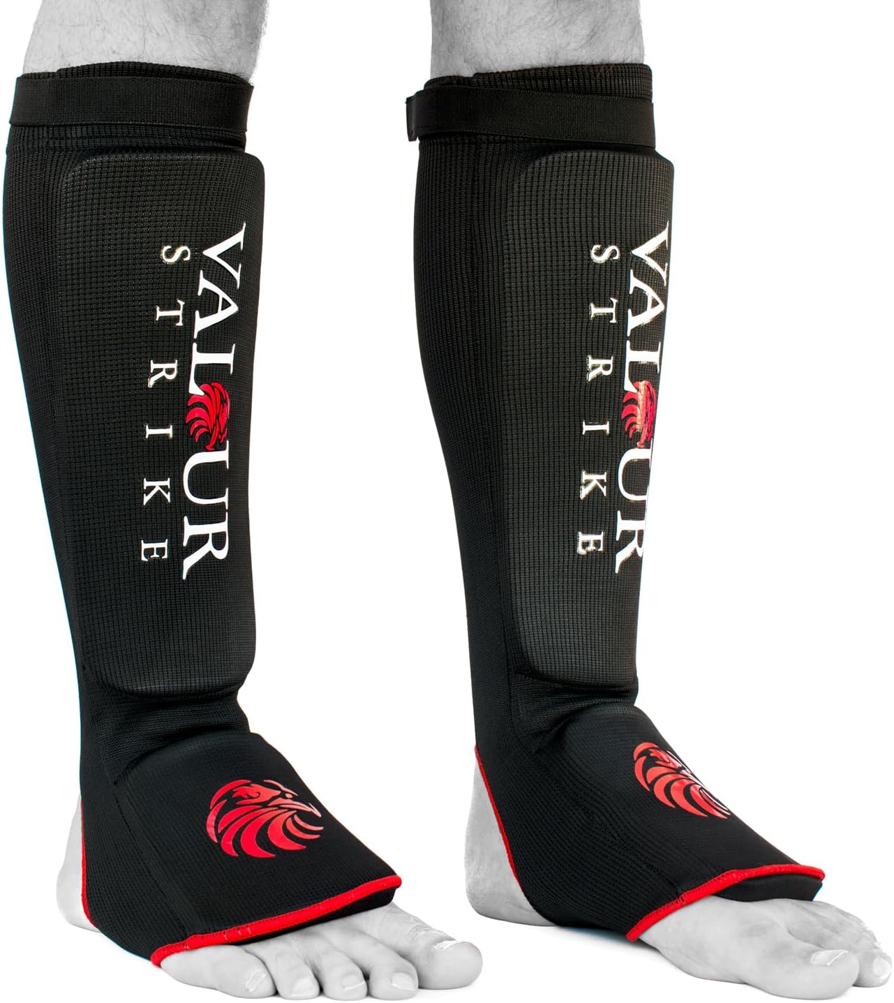 Shin Guards for Kickboxing Muay Thai MMA Karate Martial Arts Taekwondo or Kick Boxing | Sparring Sock Pads to Guard Leg Foot & Instep | Protective Equipment for Safe Support in Training