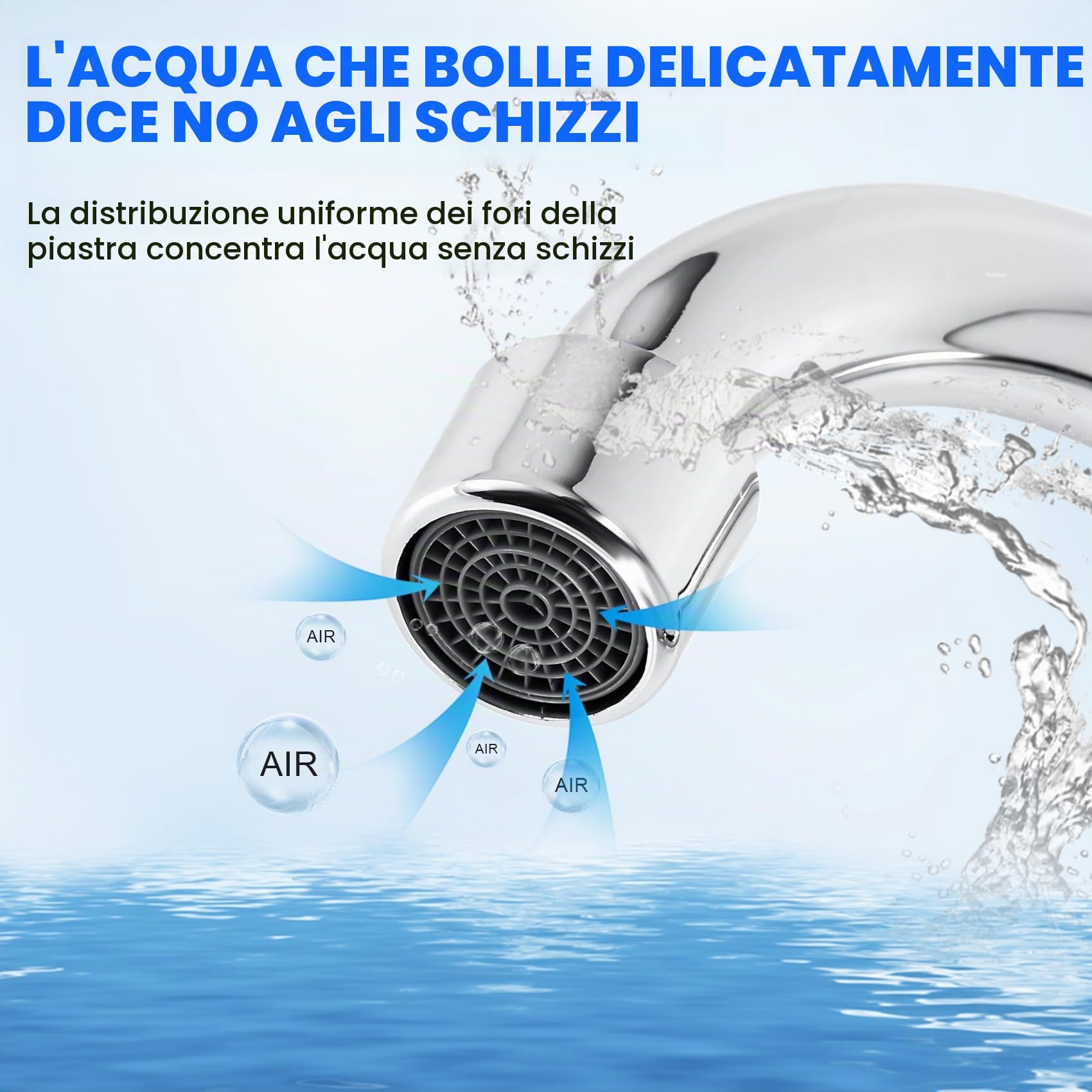 Rubinetto pieghevole per, universale, girevole a 360°, miscelatore acqua calda e fredda, 1/2"