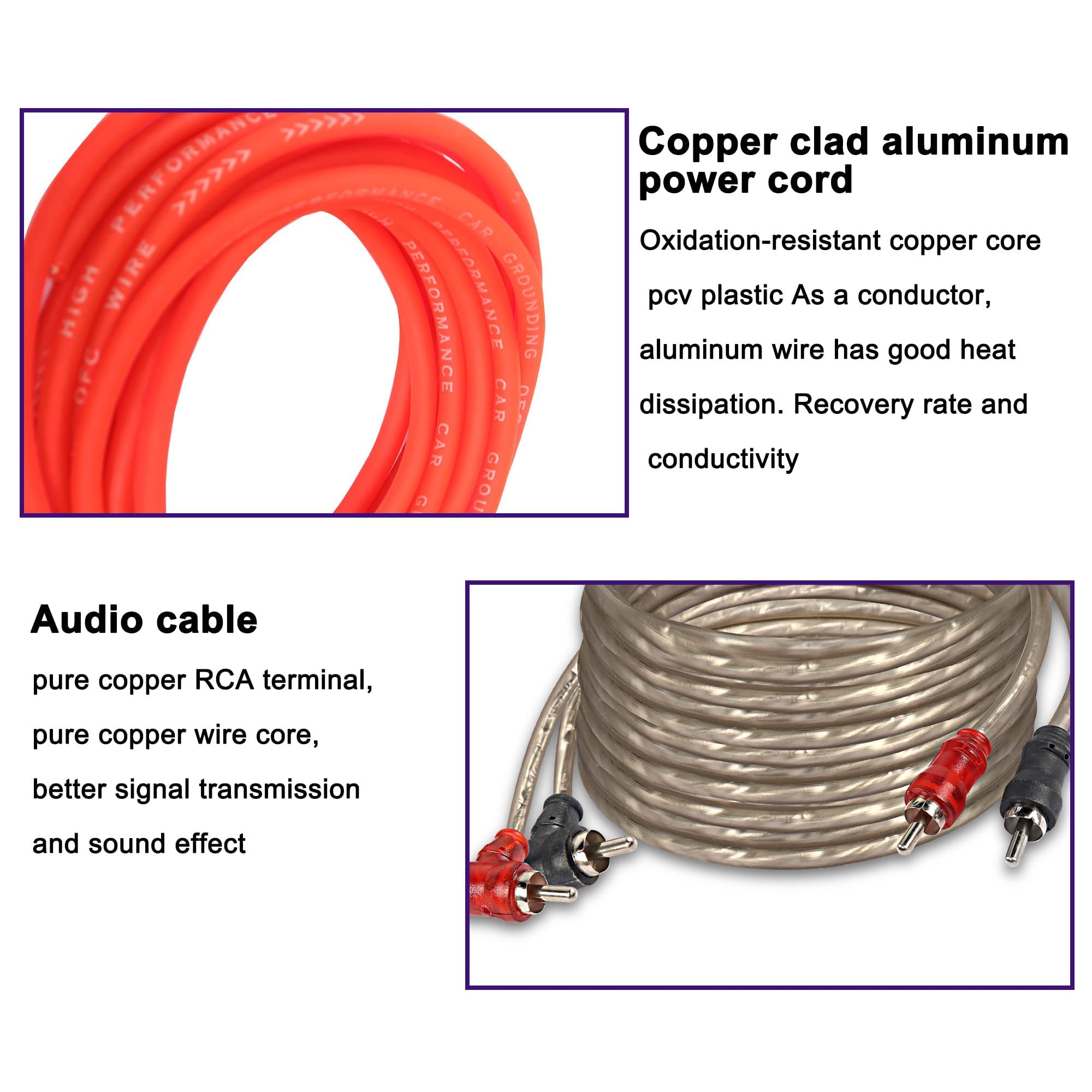 6 Gauge Car Audio Cablaggio Kit Amplificatore Installazione Cablaggio Kit con Fusibile per Car Truck Stereo Subwoofer e DIY Hobbyist