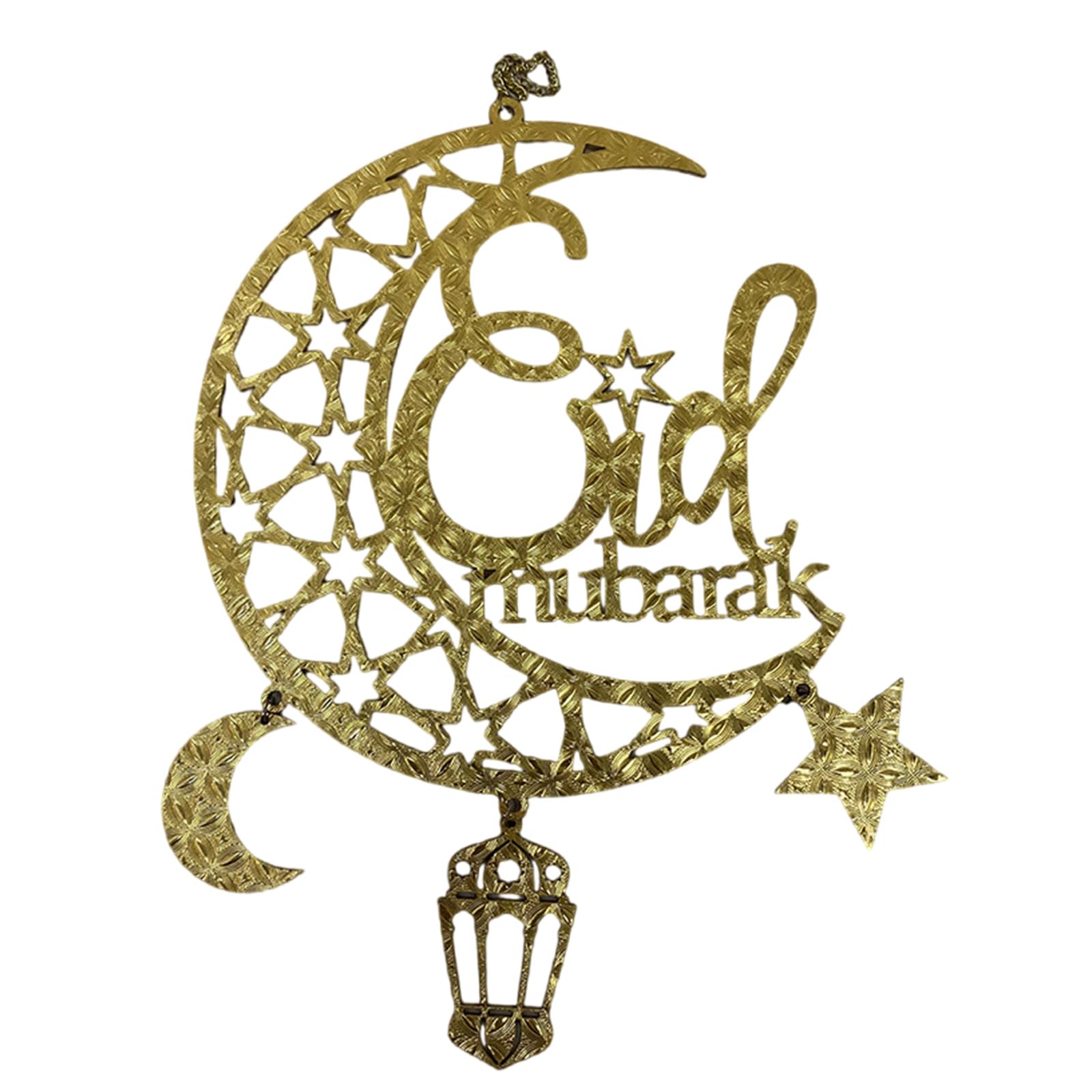 Golden Shaped Pendant for Front Door Eid Festival Wood Ornament Religious Decoration Ramadans Party Supplies Eid Festival Ornament
