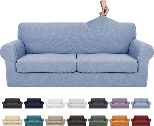 Miniatura 70 de YEMYHOM Últimas Fundas de Sofá a Cuadros de 4 Piezas para Sofá de 3 Cojines Extra Grande de Alta Elasticidad Engrosada Funda de Sofá para Perros