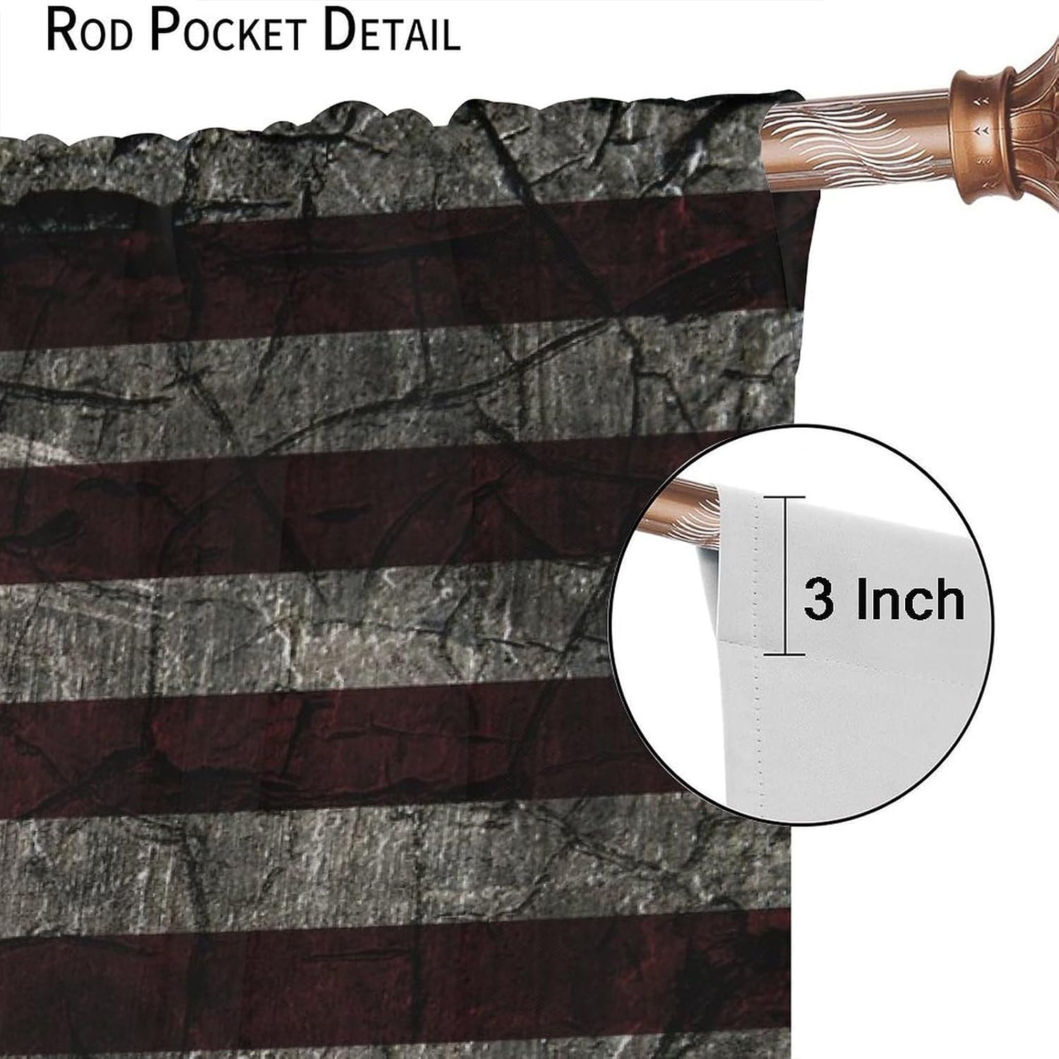 American Flag Blackout Curtain for Bedroom,Vintage Black Old Rustic Art Shabby Cracked Stars Stripes Flag Pattern Window Drapes Print for Kids Boys Teenager's Room Living Room 42x45in