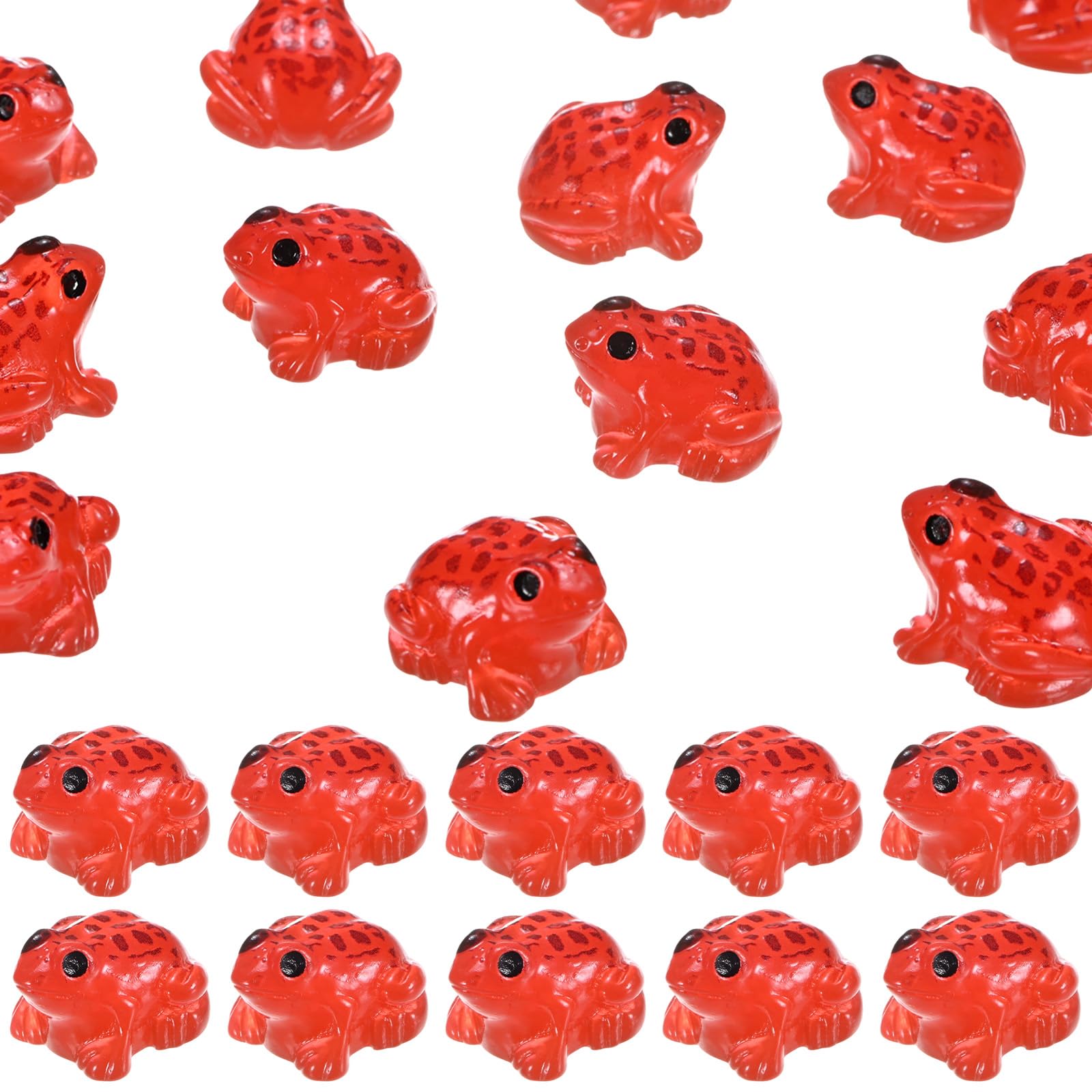 M METERXITY 60-Pack Luminous Mini Resin Frogs, Glow in the Dark Tiny Frog for Terrarium/Micro Landscaping/Dollhouse, Decorative Miniature Animal Figurine to Place [Burgundy]
