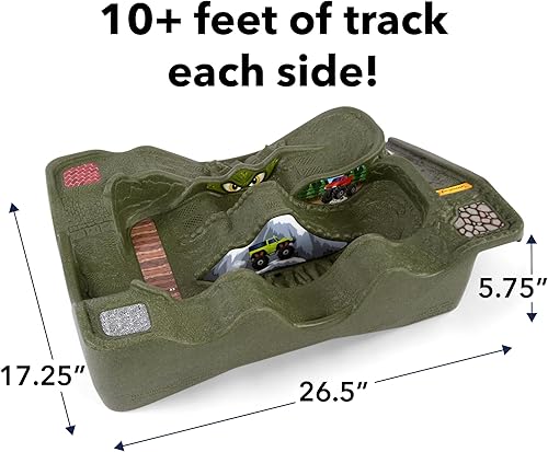 Miniatura 12 de Simplay3 Monster City Extreme Wheels - Mesa de carreras de autos - Mesa de juego portátil roja de 2 caras para niños con 2 camiones Monster Race