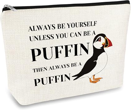 Puffin Gifts Puffin Bird Lover Gift Cosmetic Bag Animal Lover Gift for Women Makeup Bag Birdwatcher Gifts Seabird Gift Idea Christmas Birthday Graduation Gift for Daughter Friends Sister Travel Pouch
