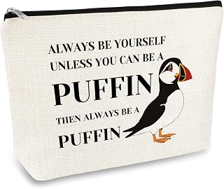 Puffin Gifts Puffin Bird Lover Gift Cosmetic Bag Animal Lover Gift for Women Makeup Bag Birdwatcher Gifts Seabird Gift Idea Christmas Birthday Graduation Gift for Daughter Friends Sister Travel Pouch