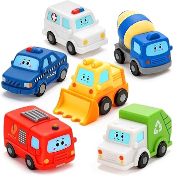 6 Pack Mold Free Baby Bath Toys for Kids Age 1-3, Floating Bathtub Toys | Sealed No Hole Design, Soft Squeezable, 6 Vehicle Shapes, Pool Water Play Toys, Gifts for 1 2 3 4 Year Old Boys Girls