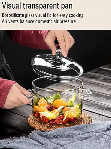 Miniatura 3 de Olla de cocina de vidrio  Cacerola de vidrio de borosilicato resistente al calor juego de utensilios de cocina hechos a mano para estufa segura para