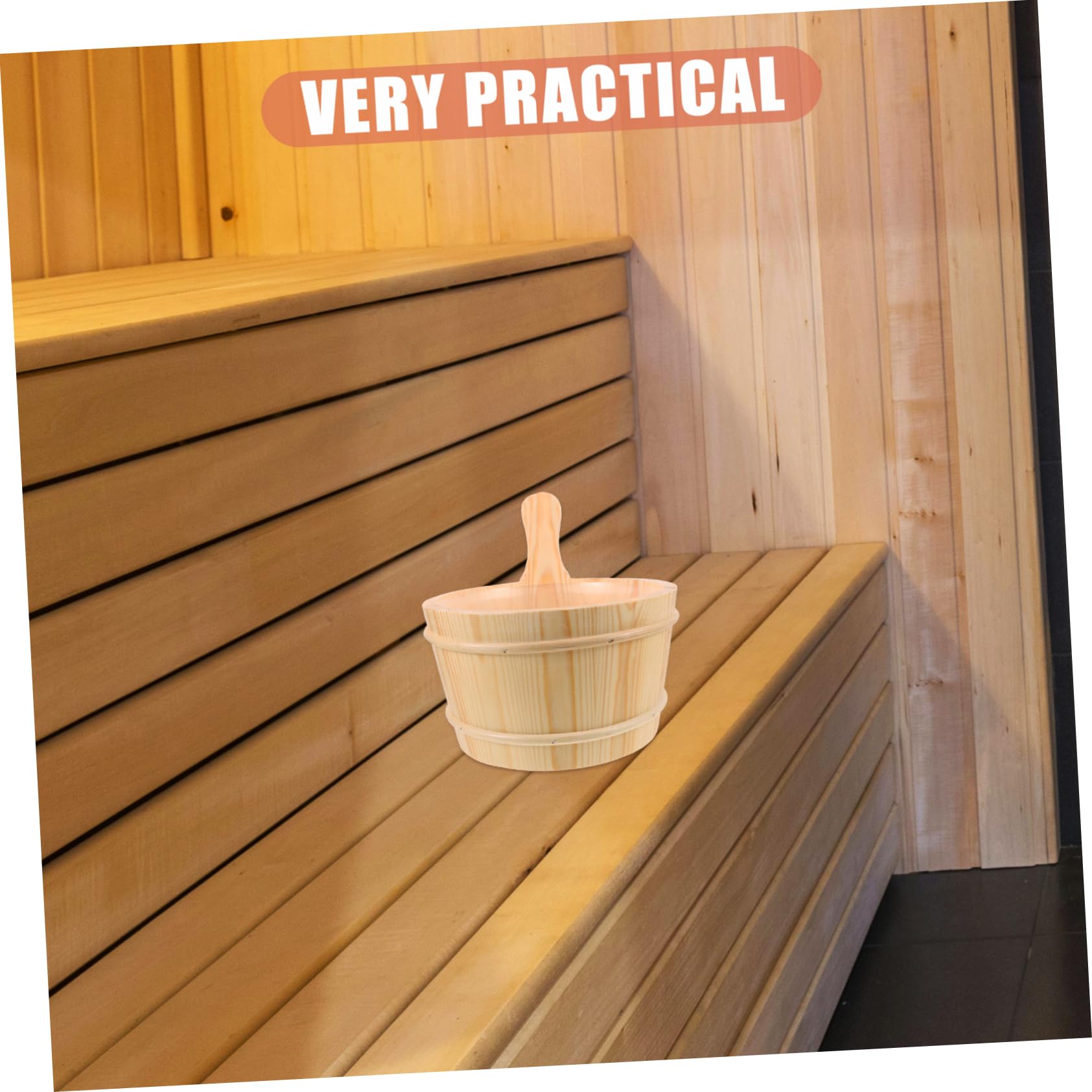 Sauna Wassereimer Praktisches Holzfass für Sauna Robustes Saunazubehör für Dampfraum und Saunahaus als Satz mit Natürlichem Stil