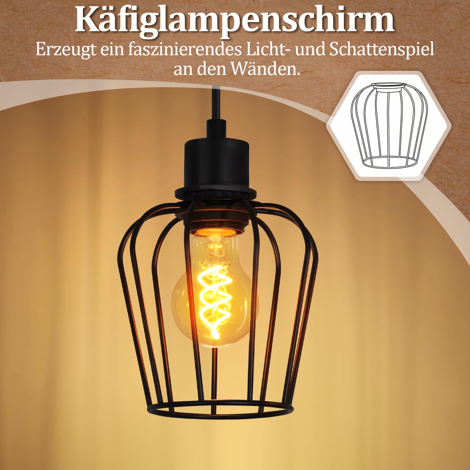 ZMH Vintage Plafonnier Salon Bois : Lustre Style Industriel Noir 4 Lumières Rétro - Applique Cuisine Métal avec Douilles E27 pour Salle à Manger (Ampoules Non Incluses)