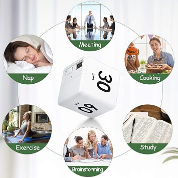 Cube Timer, Cube Kitchen Timer, Gravity Sensor, Flip Timer, Cube Countdown Timer, 2.6 Inch Kids Timer, Square, Workout Timer, Exercise Timer, Game Timer, 15-20-30-60 Minutes, Time Keeping, White | 授業 キッチン 勉強 ワークアウト 料理 デスクタイマー 時間管理用 15 20 30 60分 カウントダウンツール