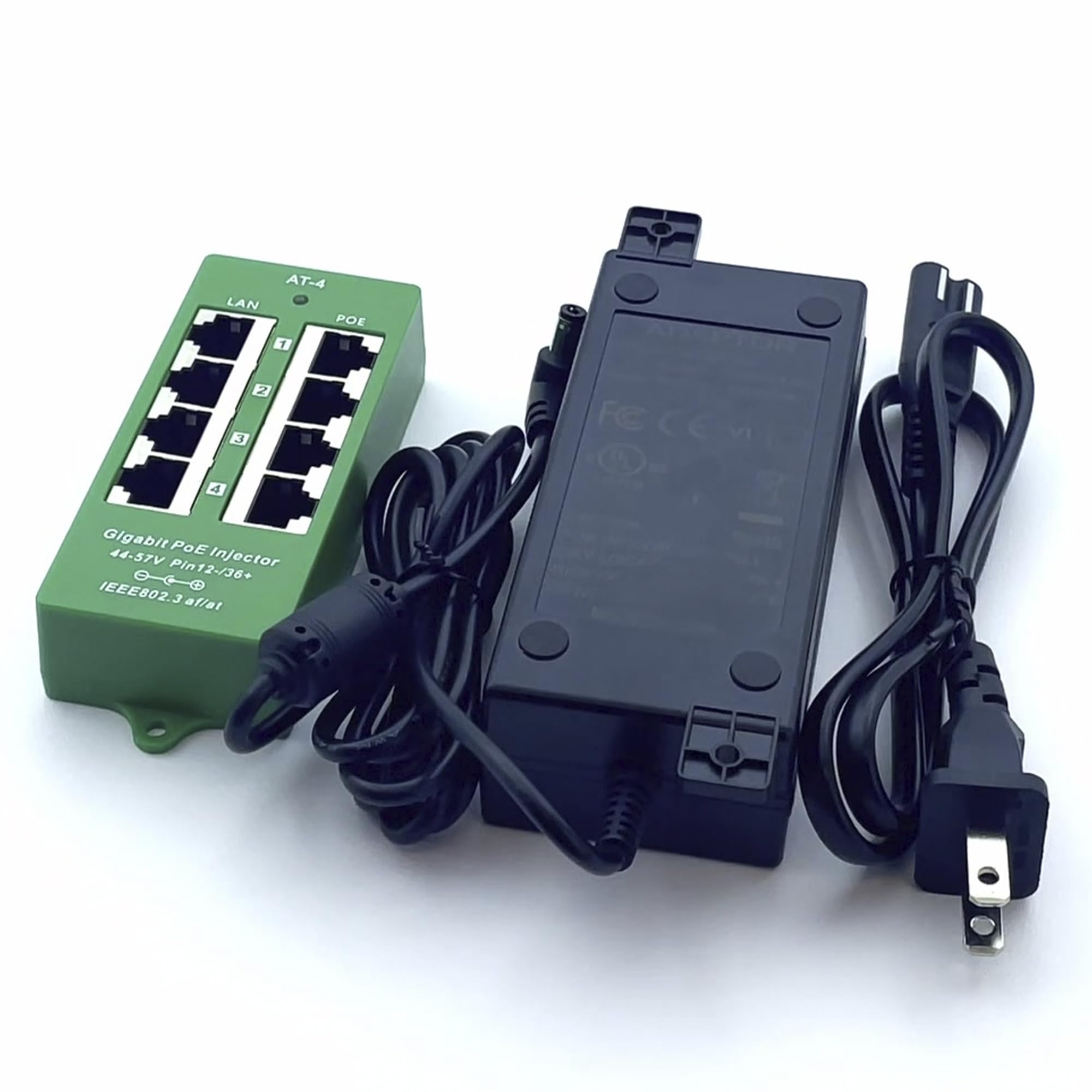 PoE Texas 4 Port PoE Active Mode A Injector with 48V 60W Power Supply - Add PoE+ to Any Switch or Router - 802.3at/af Compliant PoE Midspan for WiFi Access Points, IP Cameras, VoIP Phones