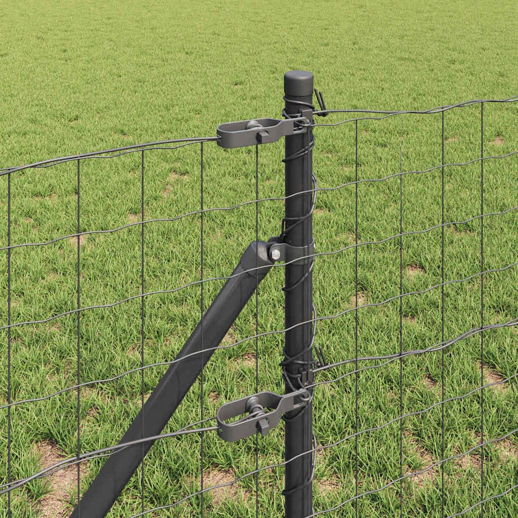 Juego de valla de jardín de 0,8 x 10 m, acero gris, incluye postes y accesorios, diseño moderno, material robusto para perros, jardín, protección visual, balcón y camping