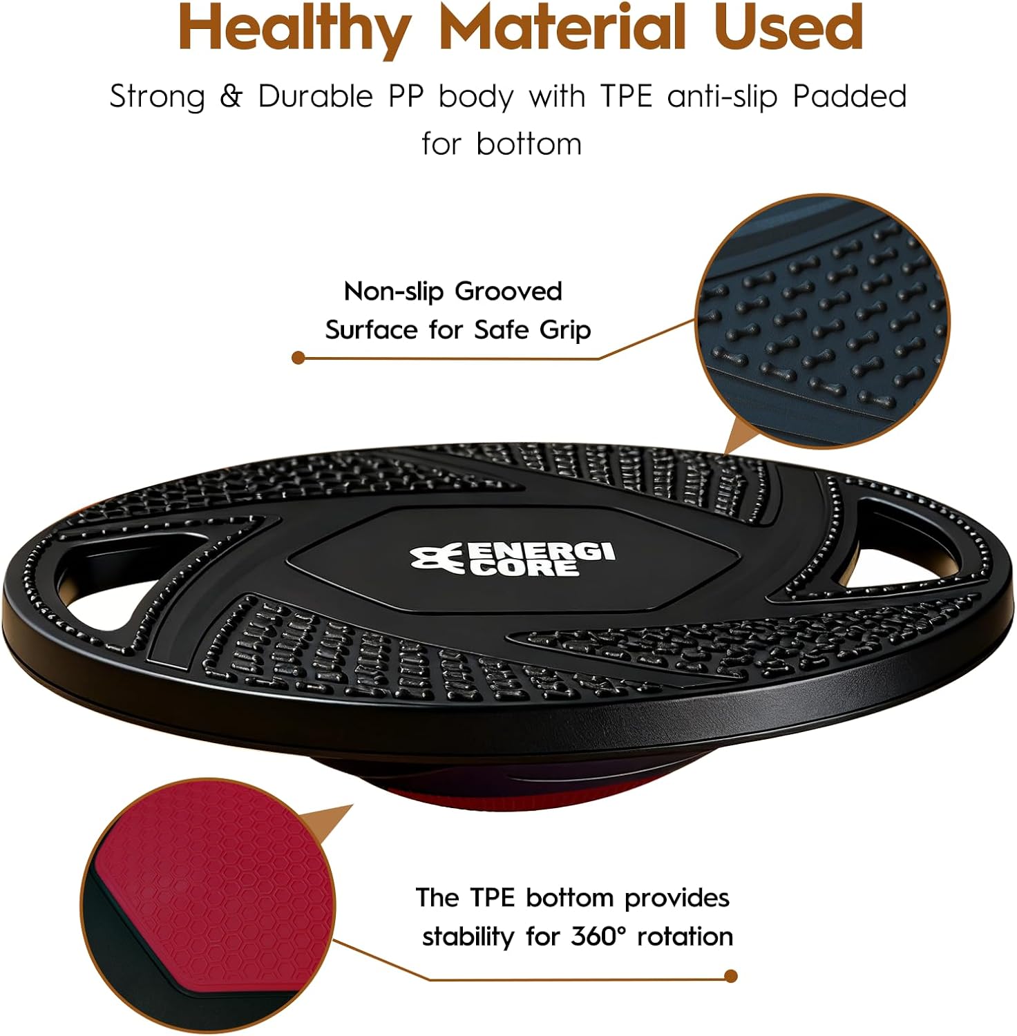 Balance Board for Adults – Stability Trainer for Home Workouts, Core Strength, and Coordination – Compact Balance Exercise Equipment for Fitness and Physical Therapy - Circular, Black - Image 5