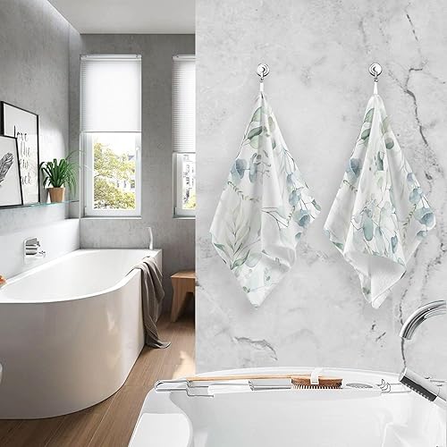 Miniatura 7 de ALAZA Juego de 2 toallas de mano con diseño de mariposa azul para baño, toallas de baño suaves 100% algodón, toallas de baño decorativas de lujo,