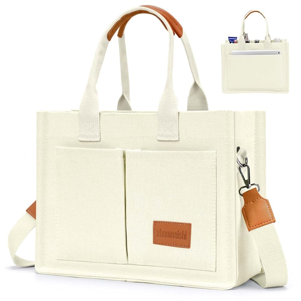 Amazon.com: Canvas Tote Bag for Women with Pockets Crossbody