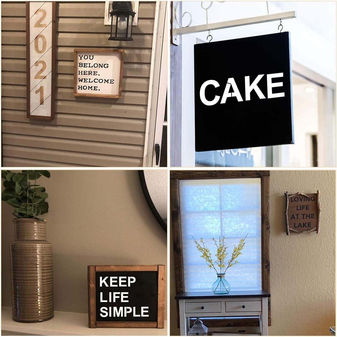 Alphabet Letter and Number Stencils 11 Inch - 40 Pack Large Letters and Numbers Stencil Templates with Signs for Painting on Wood, Reusable Number Letter Stencils for Chalkboard Signs & Wood Wall Art