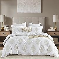 Vista 36 de CozyDH - Juego de funda de edredón CozyDH tamaño Queen, 100% algodón, funda de edredón con patrón floral de damasco gris y paisley, juego de ropa