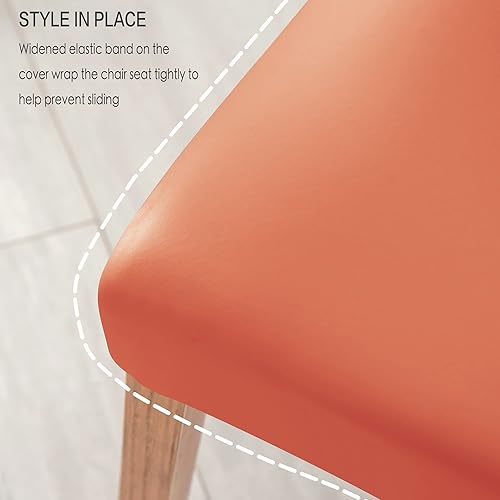 Miniatura 5 de Deisy Dee Fundas de cuero impermeables para sillas de comedor Parson (4, naranja apagado)
