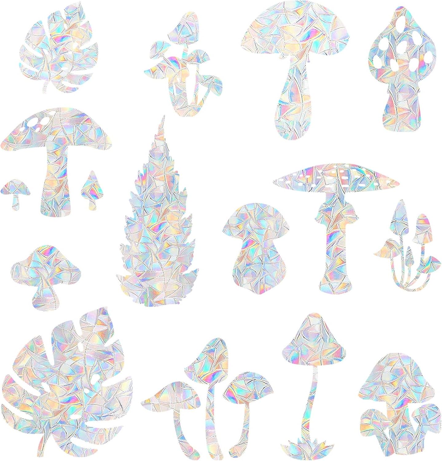 STICKERGURU 16 Pieces Mushroom and Leaf Window Clings