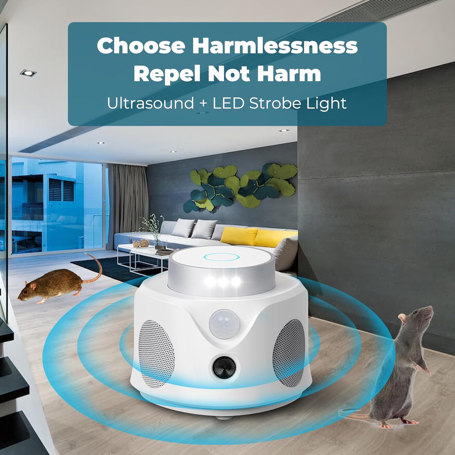 Ultrasonic Mice Repellent for House Indoor Pest Repellent Deterrent with 9 Strobe LEDs Pet-Friendly Rodent Repeller Electronic Rat for Home Warehouse Trapt for Home Warehouse - Image 4