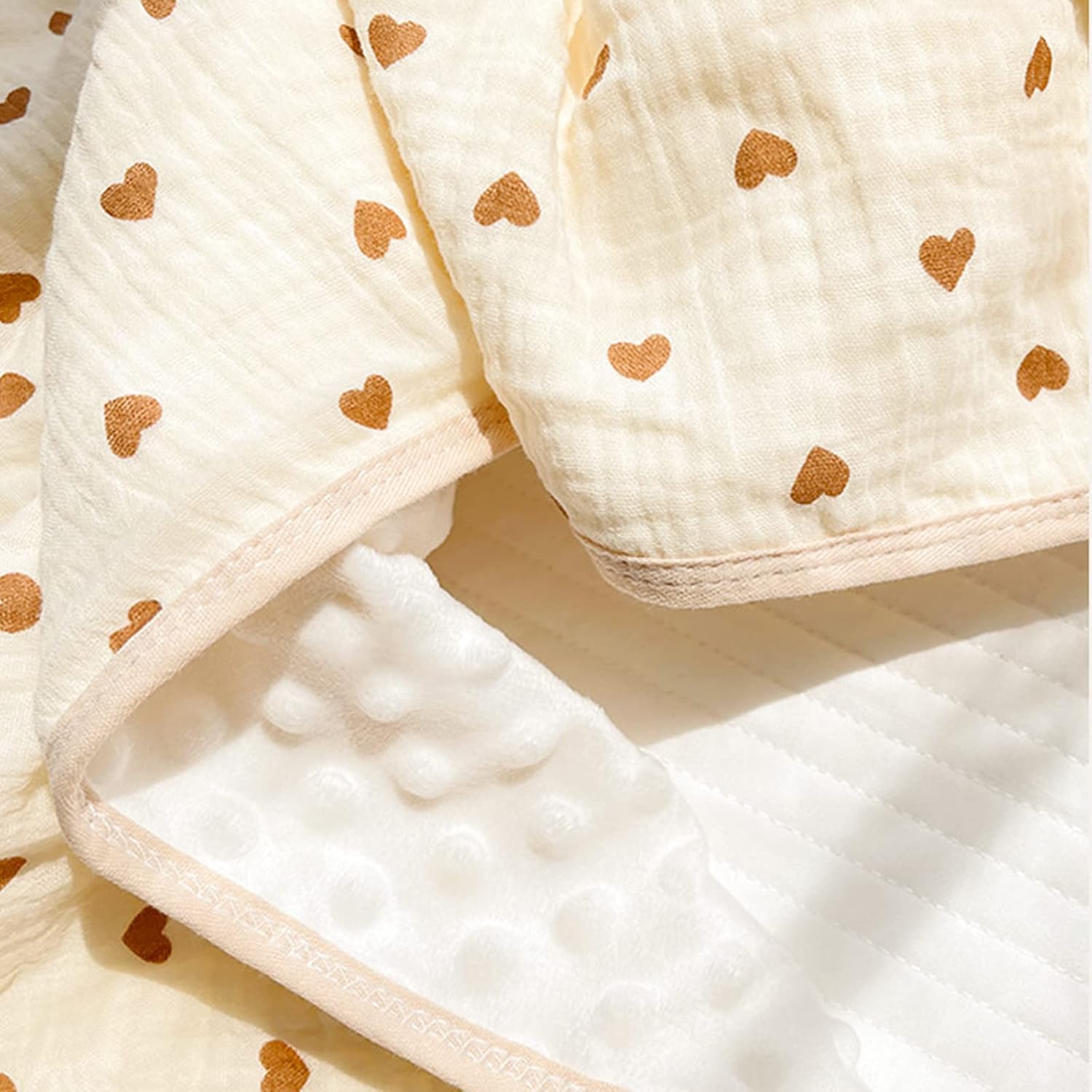 Baby Blanket for Girls Boys Super Soft Double Layer with Dotted Backing, Fleece Everyday Blanket with Muslin Front 39 x 43 Inch (Heart)
