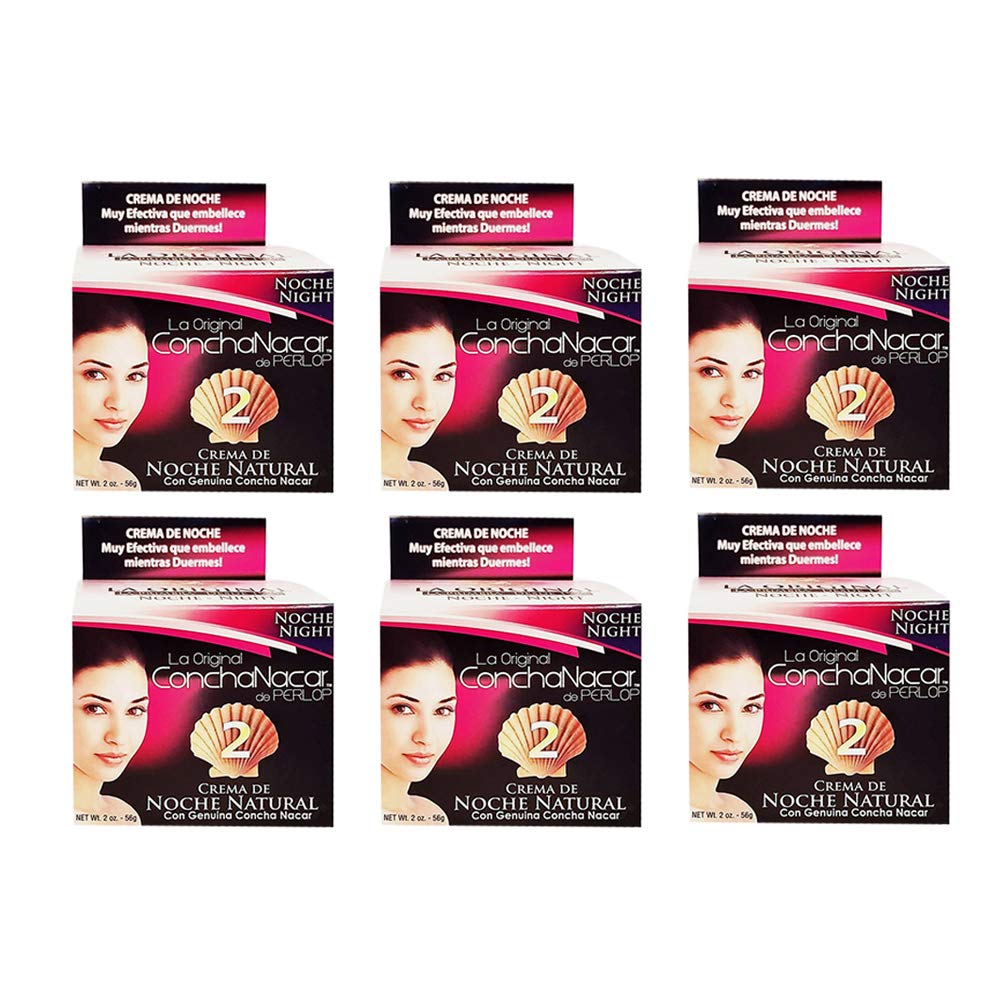 Concha NacarDe Perlop Night Cream #2. Natural Skin Moisturizer and Rejuvenator. Anti-Aging Treatment. 2 Oz / 56 g. Pack of 6