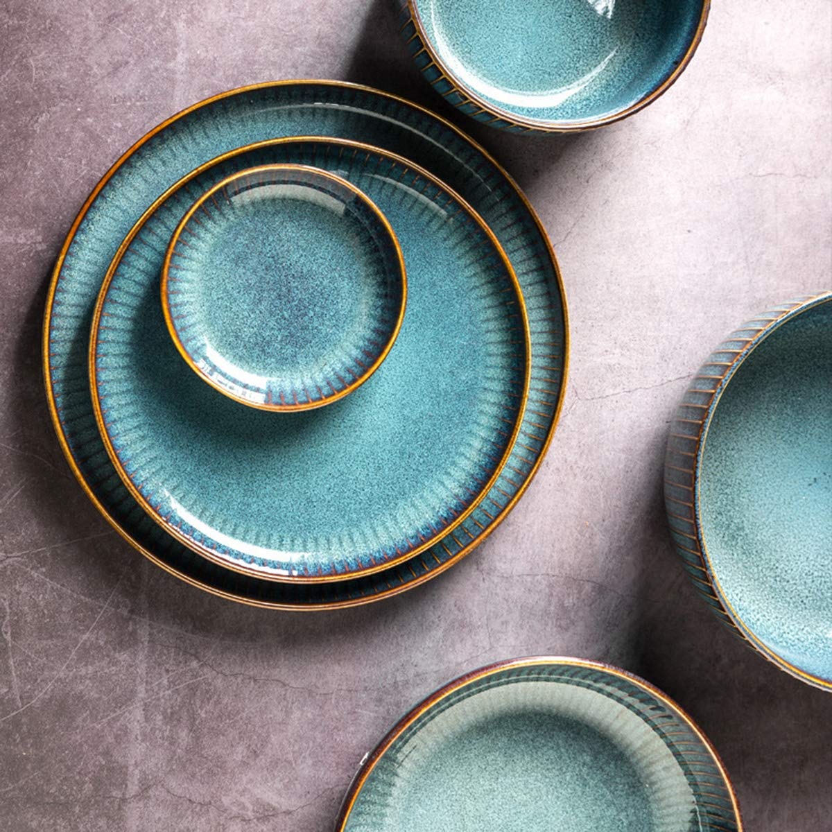 Zestaw zastawy stołowej, 12-częściowy zestaw ceramicznych talerzy obiadowych, zestaw naczyń dla 2-4 osób, idealny na wesele, przyjęcie, 12 sztuk (12 sztuk) (20 sztuk)