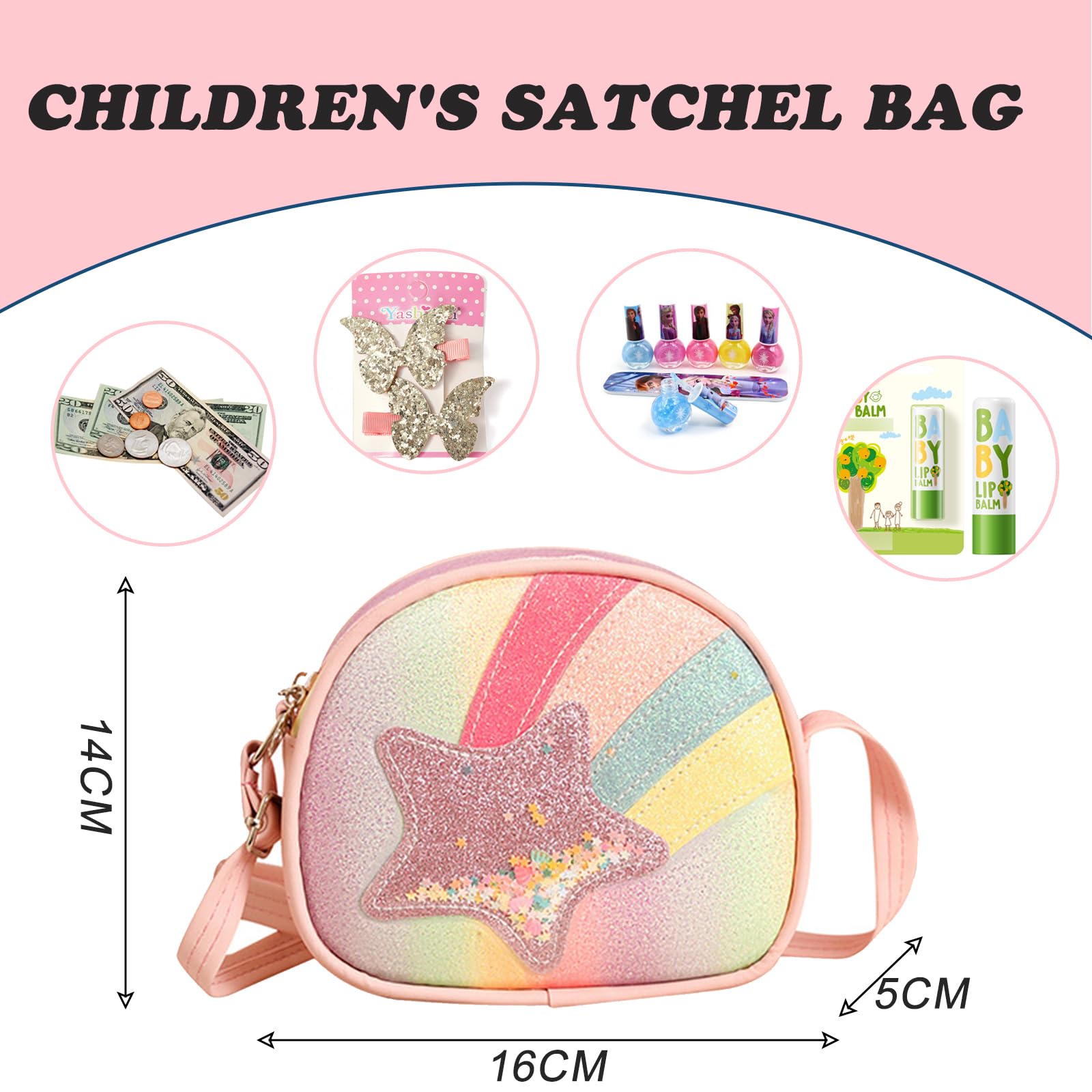 Dziecięca torba na ramię dla dziewczynek, małe torebki, torebki dziecięce, torebka dla dziewczynki z regulowanym paskiem na ramię, słodka torba crossbody na ramię dla dzieci w wieku 3-10 lat