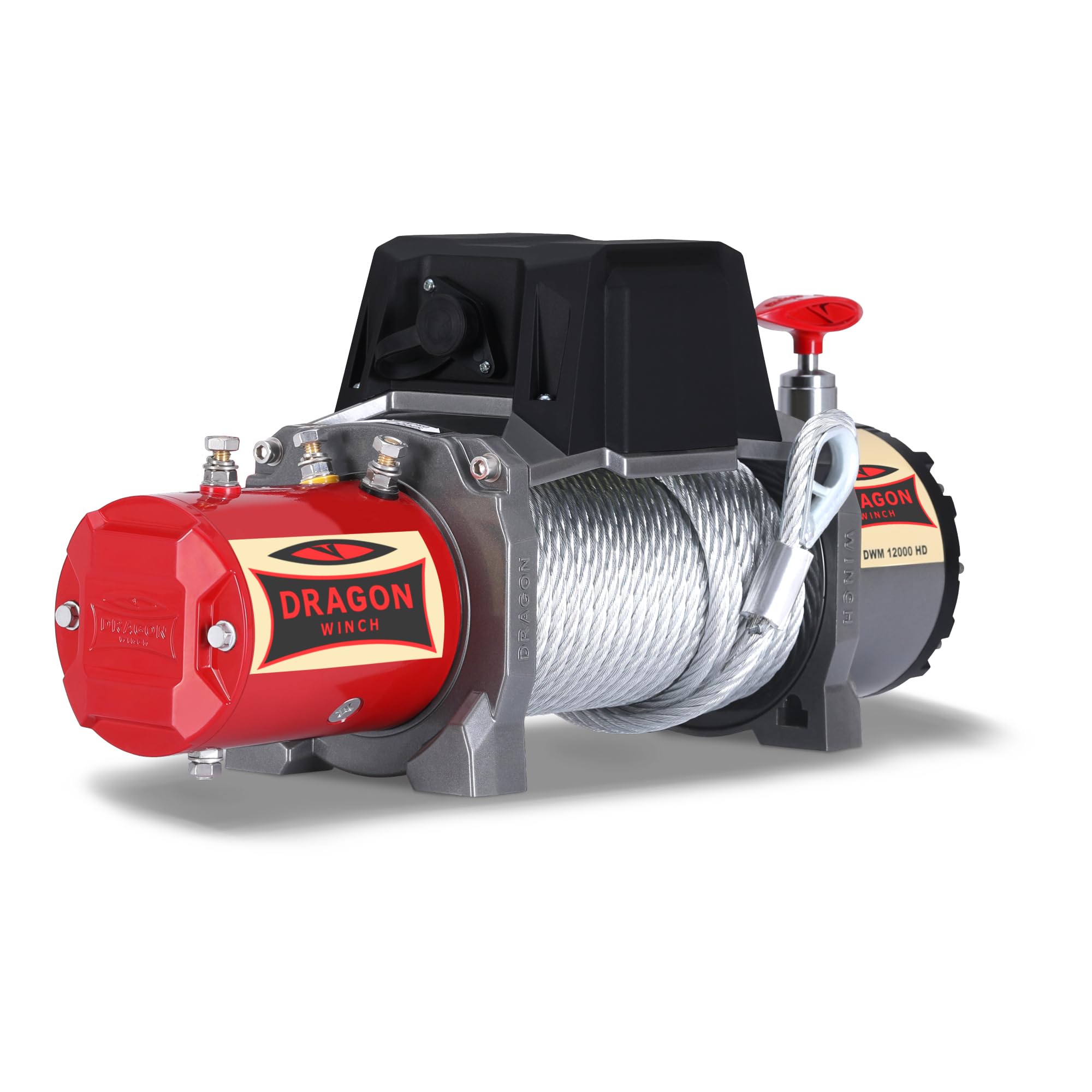 Dragon Winch Cabrestante eléctrico 12V Maverick 12000 lbs / 5443 kg con Cuerda de acero 20m Cabrestante para coche incluido control remoto inalámbrico + accesorios | Estanqueidad IP67