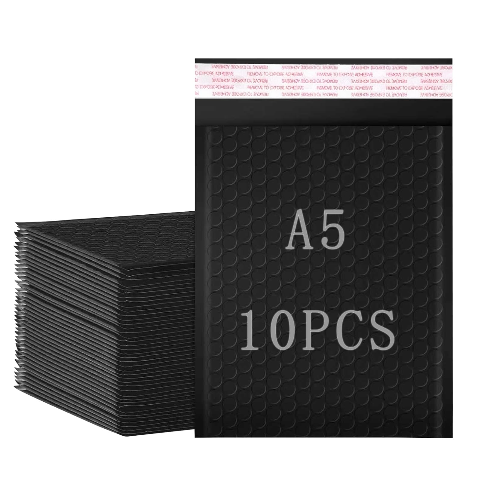 X-YSUNEAS Black Bubble Mailers A5, 10 Pack Waterproof Tear-Proof Poly Padded Envelopes, Self-Sealing Mailing Bags Bubble wrap Envelope for Mailing, Jewelry, Makeup, Documents