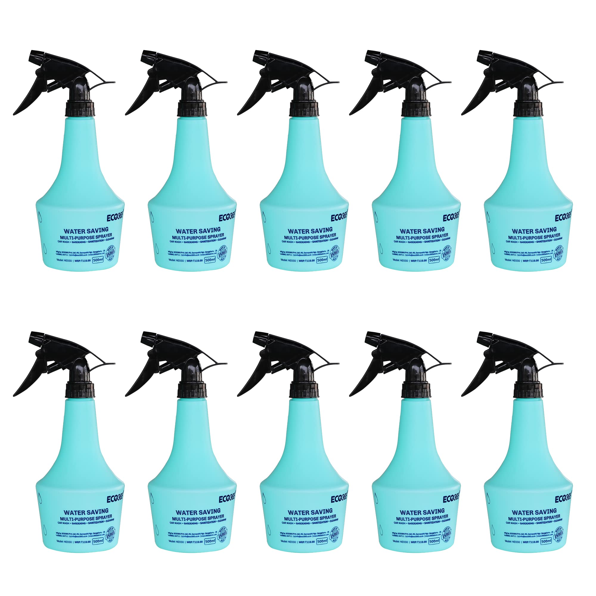 ECO365 Trigger Garden Sprayer 500ml (Blue) with Adjustable Nozzle for Mist & Jet FLow (Pack of 10) | Strong & Sturdy Multipurpose Watering Can helpful for Gardening & Glass Cleaning. (B09JWQTRGT) Amazon Price History, Amazon Price Tracker