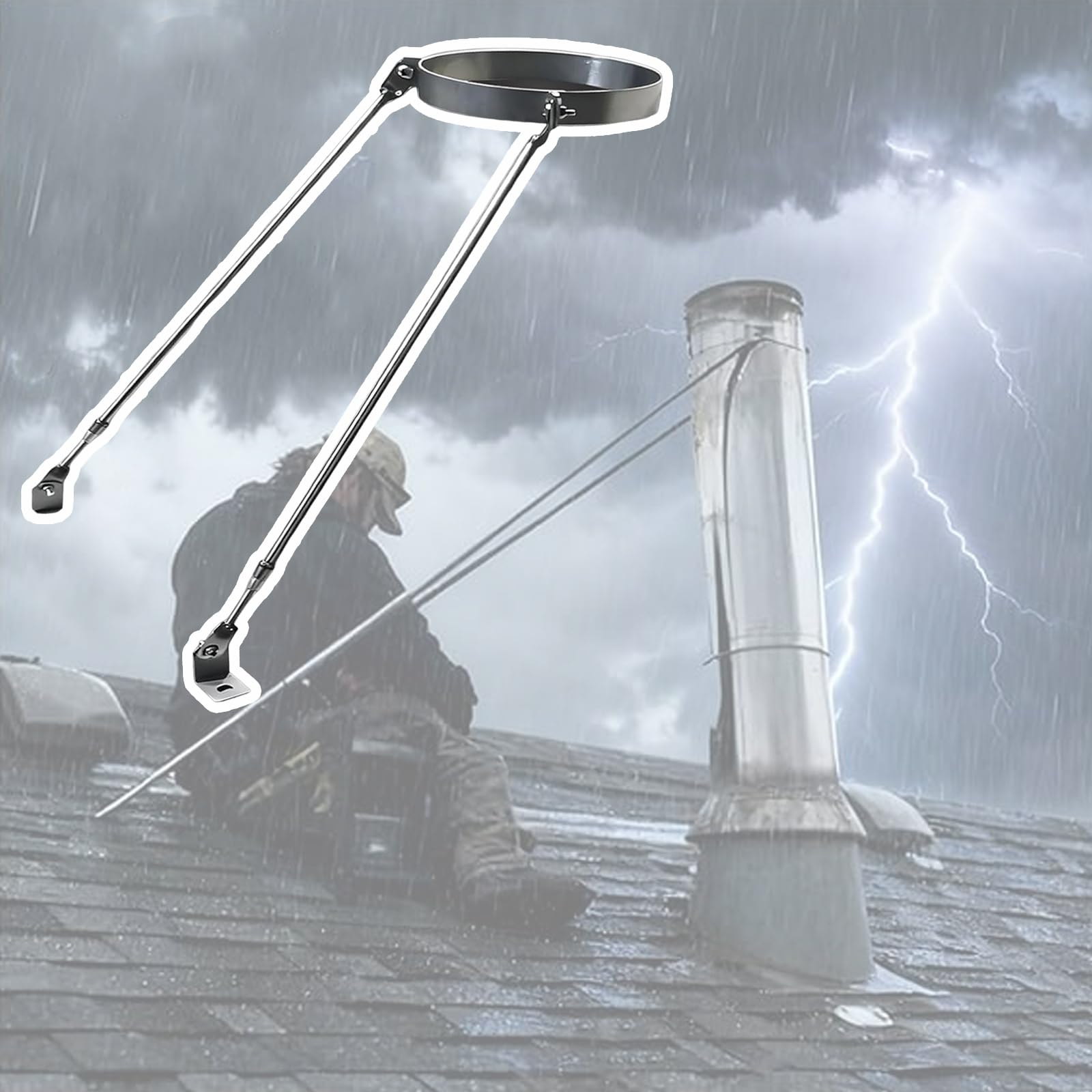 Soporte para chimenea de techo regulable que soluciona desniveles en tubos