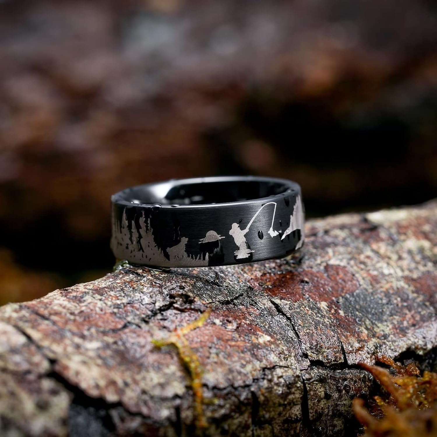 King Will Mens 6mm 8mm Tungsten Carbide Wedding Bands Inlay Lasered Brushed Wedding Rings for Men Women