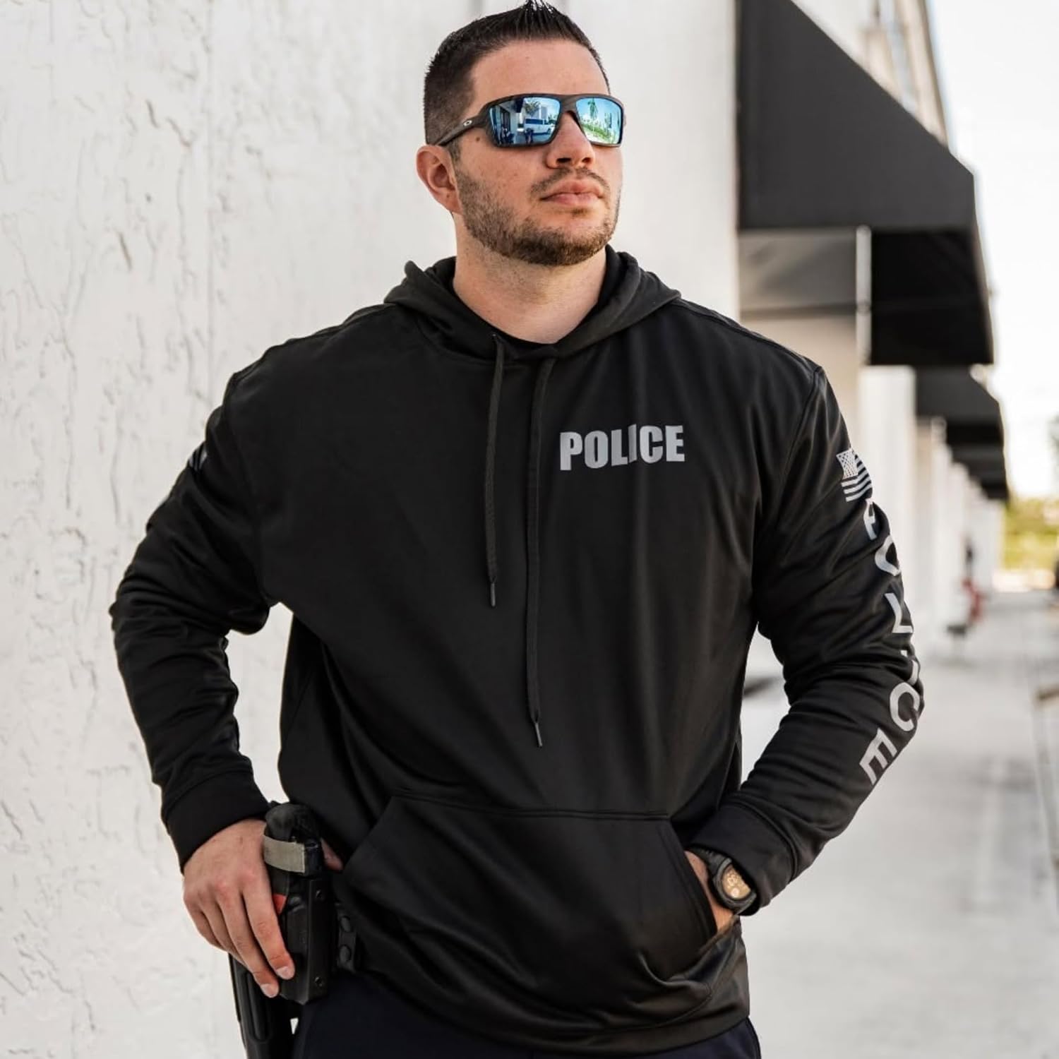 POLICE Reflective Utility Hoodie - High Visibility Safety Apparel - 100% Polyester for Odor Free Quick Dry Comfort. - Image 7