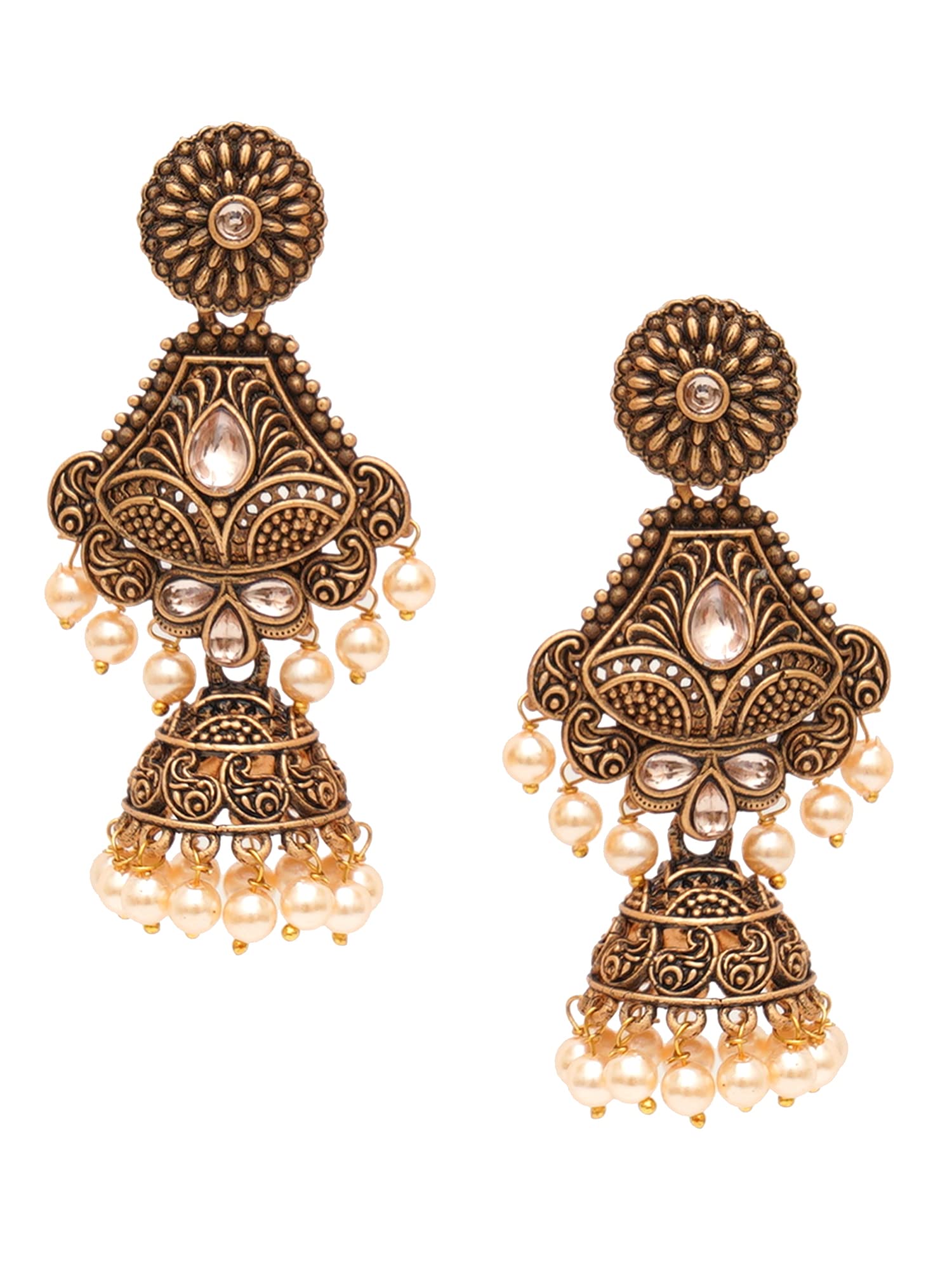 Karatcart Gold Plated Handcrafted Long Dangler Jhumki Earrings for Women