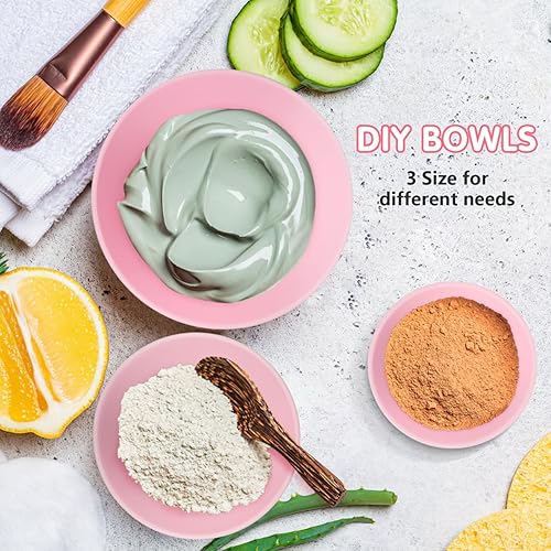 Miniatura 3 de EXCEART 3 cuencos de silicona rosa para mezclar máscaras faciales, almacenamiento de especias de belleza, antiadherente, flexible, juego de cuencos