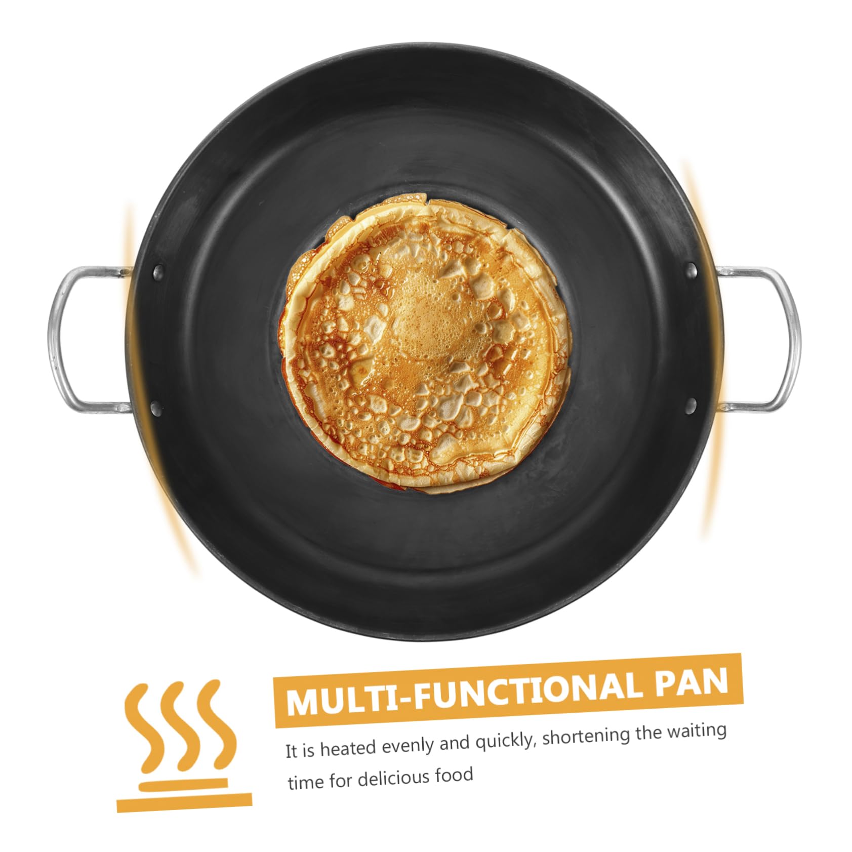 Ciieeo Sartén Multiusos Antiadherente de Hierro Cóncava para Crepes, Mango Antiescaldamiento, Adecuado para Cocina y Familia