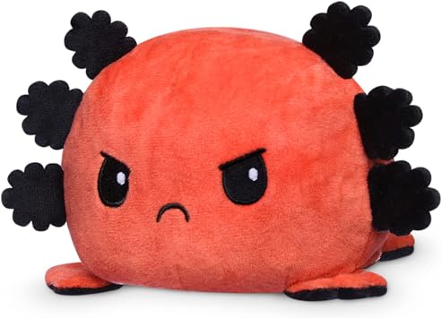 TeeTurtle Reversible Axolotl Plushie 4-Inch Fire Eyes Two-Sided Flip Plush Toy with Embroidered Details - Cute Mini Collectible Plush for Kids, Teens, and Adults