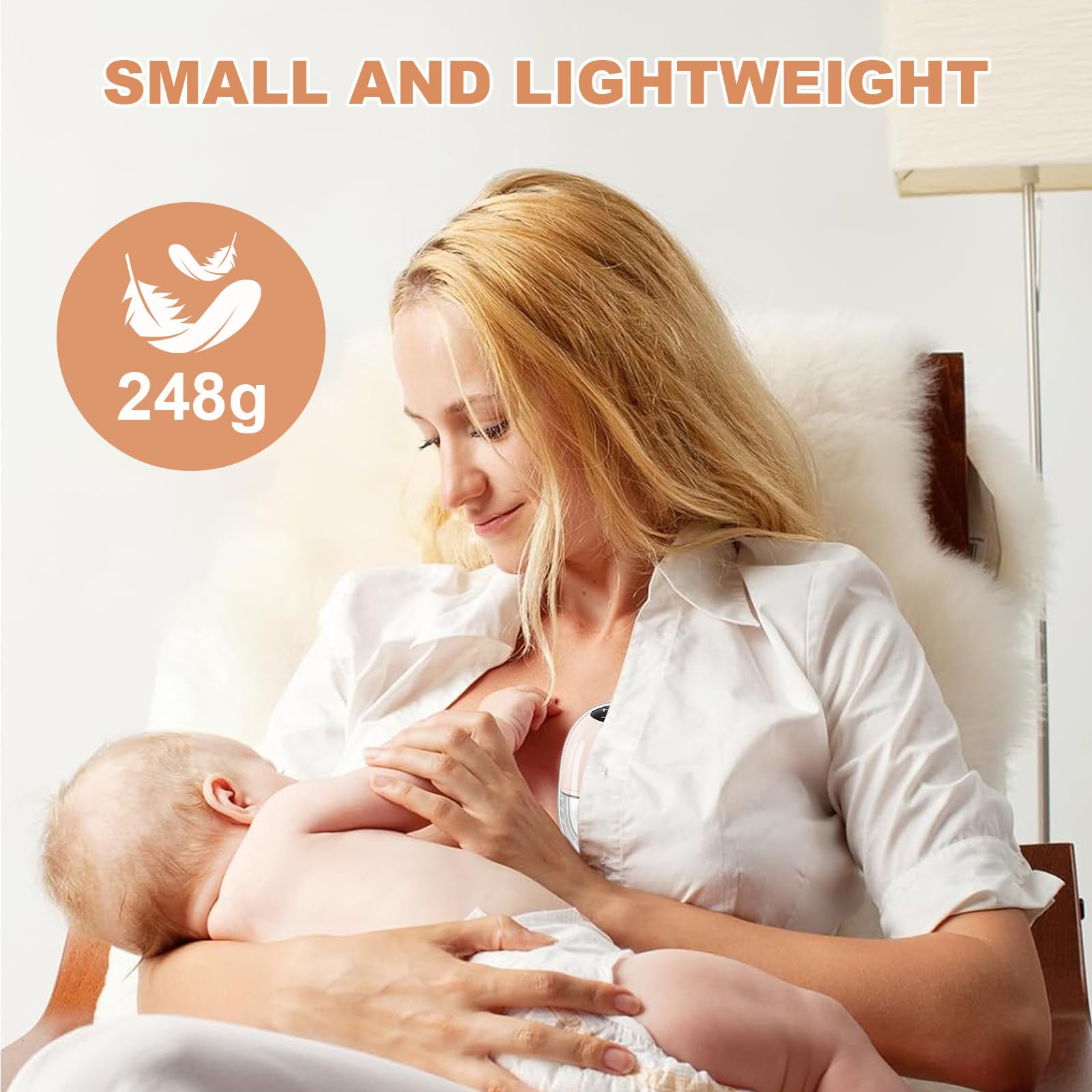 TOPCHANCES Touchscreen Milchpumpe Elektrisch Freihändig,Tragbar Breast Pump mit 4 Modi und 12 Saugstufen 17/19/21/24mm komfortabler Flansch,Doppelt Abgedichteter mit Ersatzzubehör im Lieferumfang,Rosa