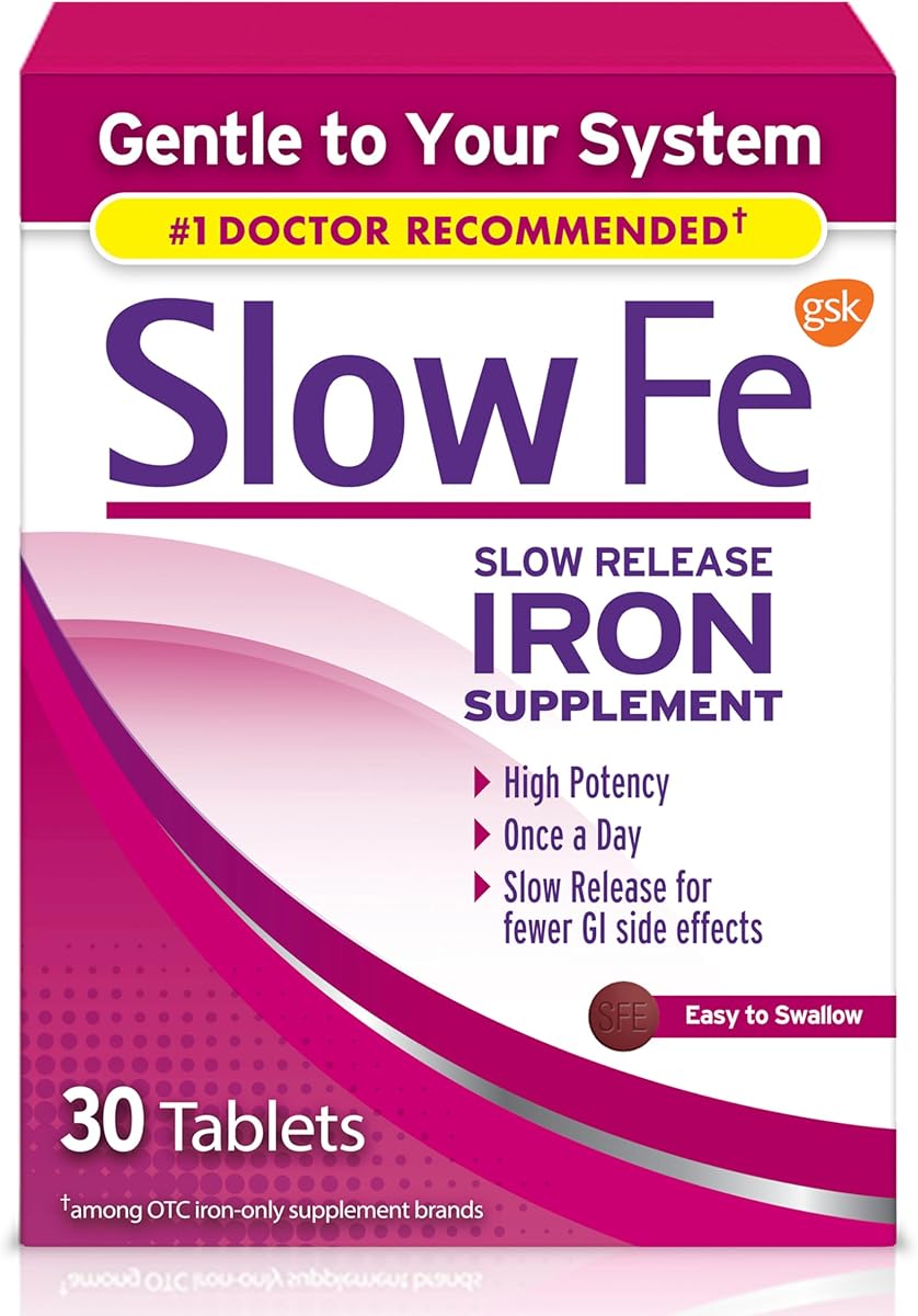 Slow Fe Slow Fe 45mg Iron Supplement for Iron Deficiency, Slow Release, High Potency, Easy to Swallow Tablets - 30 Count