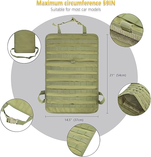 Miniatura 3 de BXBXHD Organizador táctico universal para respaldo de asiento de automóvil, organizador táctico de vehículos Molle, panel protector de vehículos con