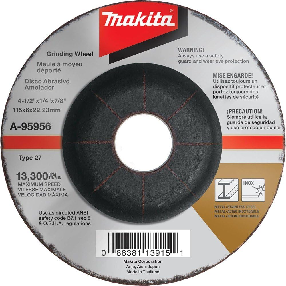 Makita A-95962-25 5" x 1/4" x 7/8" INOX Grinding Wheel, 36 Grit, 25/pk