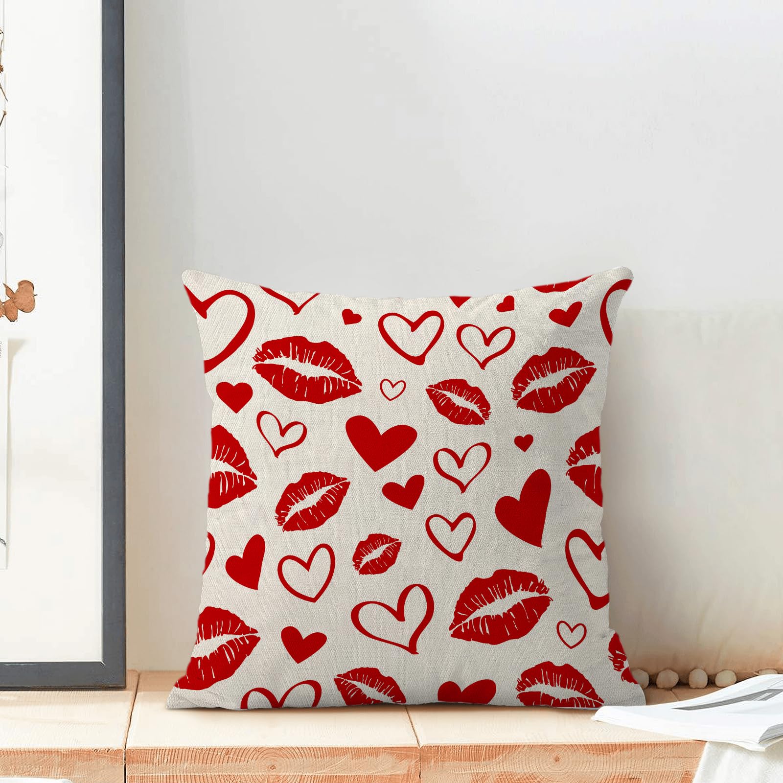 DFXSZ Set di 2 federe per cuscini per San Valentino, 40,6 x 40,6 cm