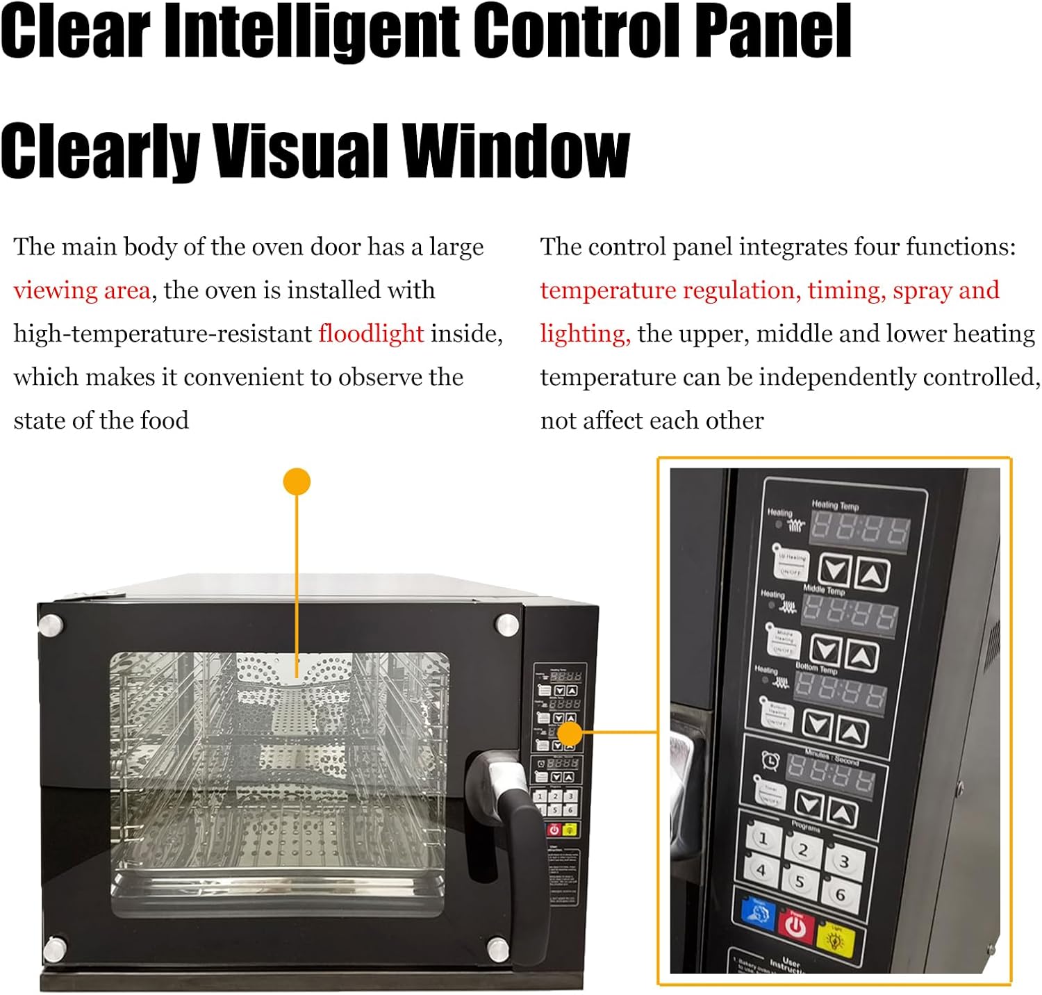 60L Commercial Convection Spray Oven Hot Air Circulation Electric Spray Oven 0-350℃ Hot Air Circulating Spraying Toaster 4 Racks 60L Stainless Steel Toaster, 220V Single-Phase