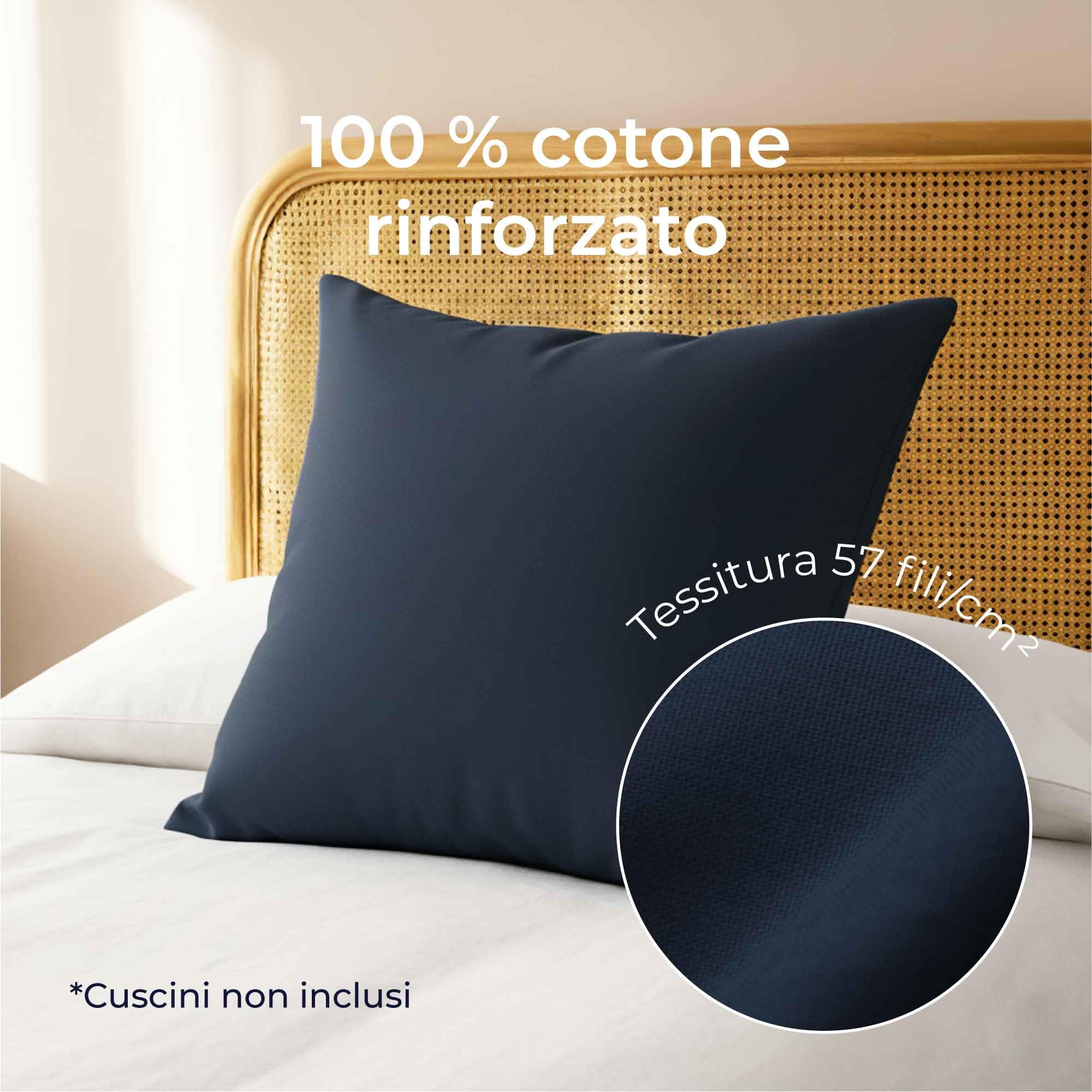 Federe 40x40 Cotone Rinforzato (Set da 2) - Blu Scuro - Trama Fitta a 57 Fili/cm² - Federe Cuscini 40x40 cm - Federe Cuscino 40x40 Certificate Oeko Tex - Dreamzie
