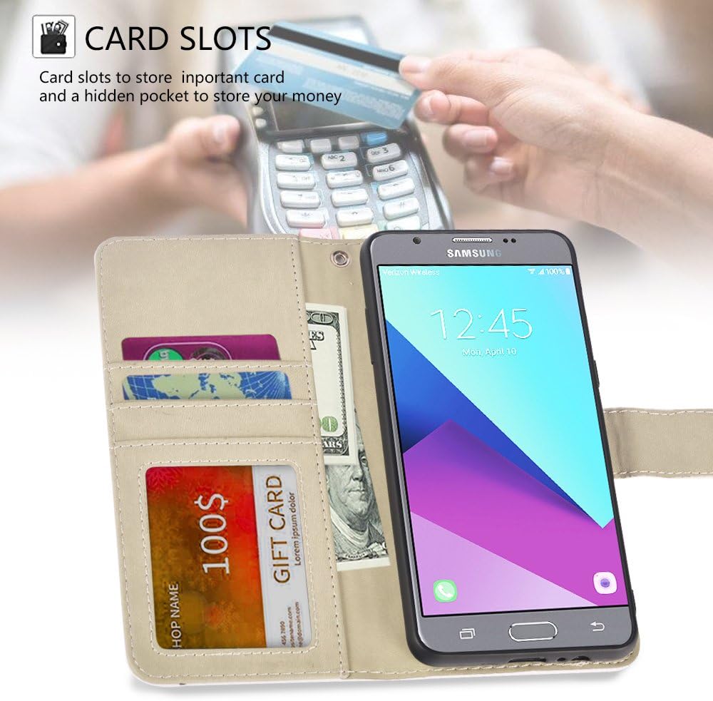 UrSpeedtekLive J7 Sky Pro Case, Galaxy Halo/ J7 V/ J7 Prime Wallet Case Folio Flip PU Leather Case Cover w/Card Holder Slot Pockets,Wrist Strap,Magnetic Closure for Samsung Galaxy J7 2017,Don't Touch