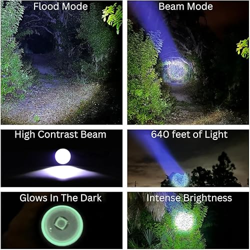 Miniatura 5 de Linterna táctica AA BW1 de luz brillante – 1000 lúmenes, IP67 impermeable, anillo que brilla en la oscuridad, hasta 119 horas de tiempo de ejecución