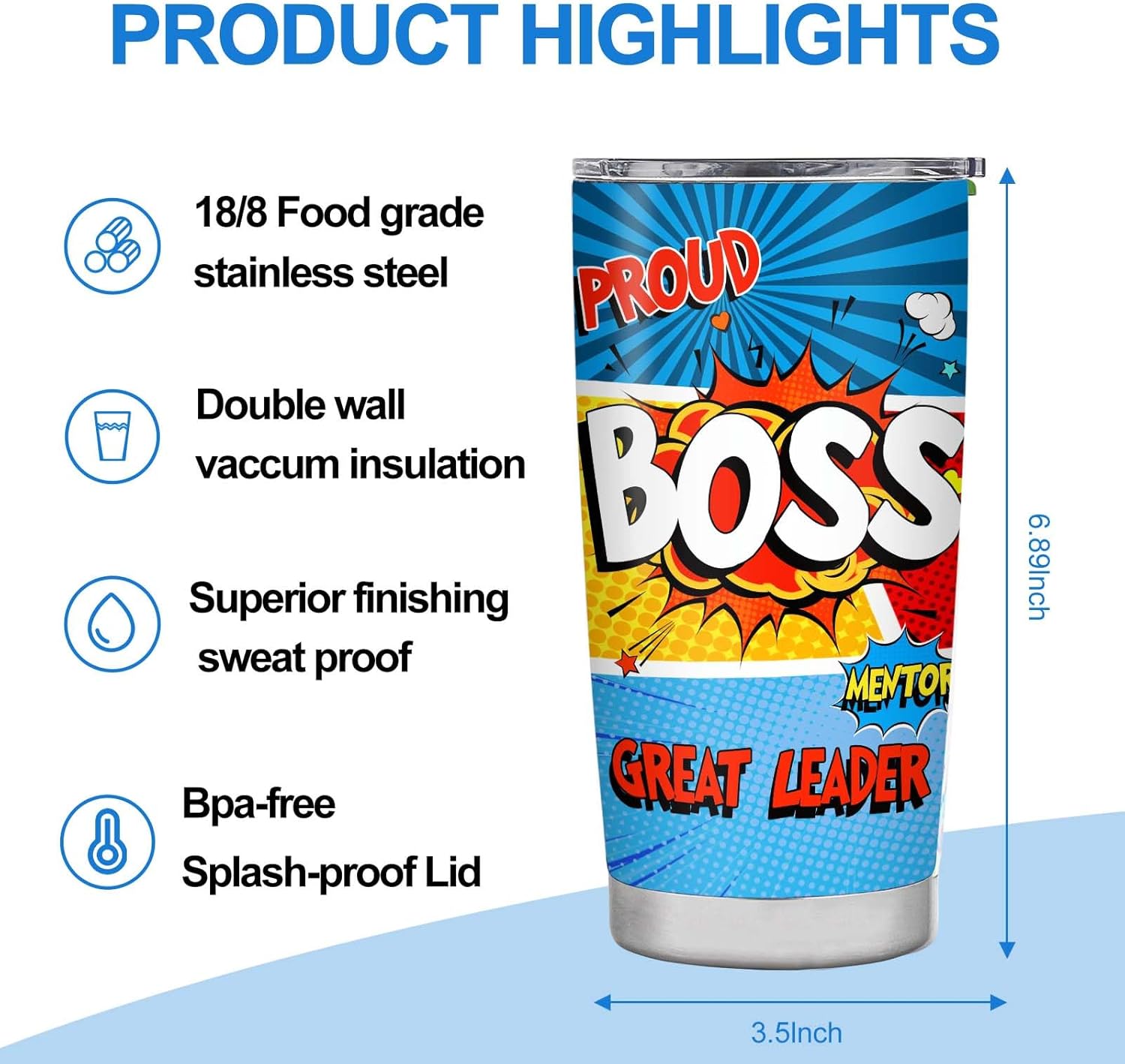 kwsnatel Bosses Day Gifts for Women Men,Boss Gifts for Women,Funny Boss Appreciation Gift for Women,Going Away Gift for Her Him 20oz Stainless Steel Tumbler - Image 4