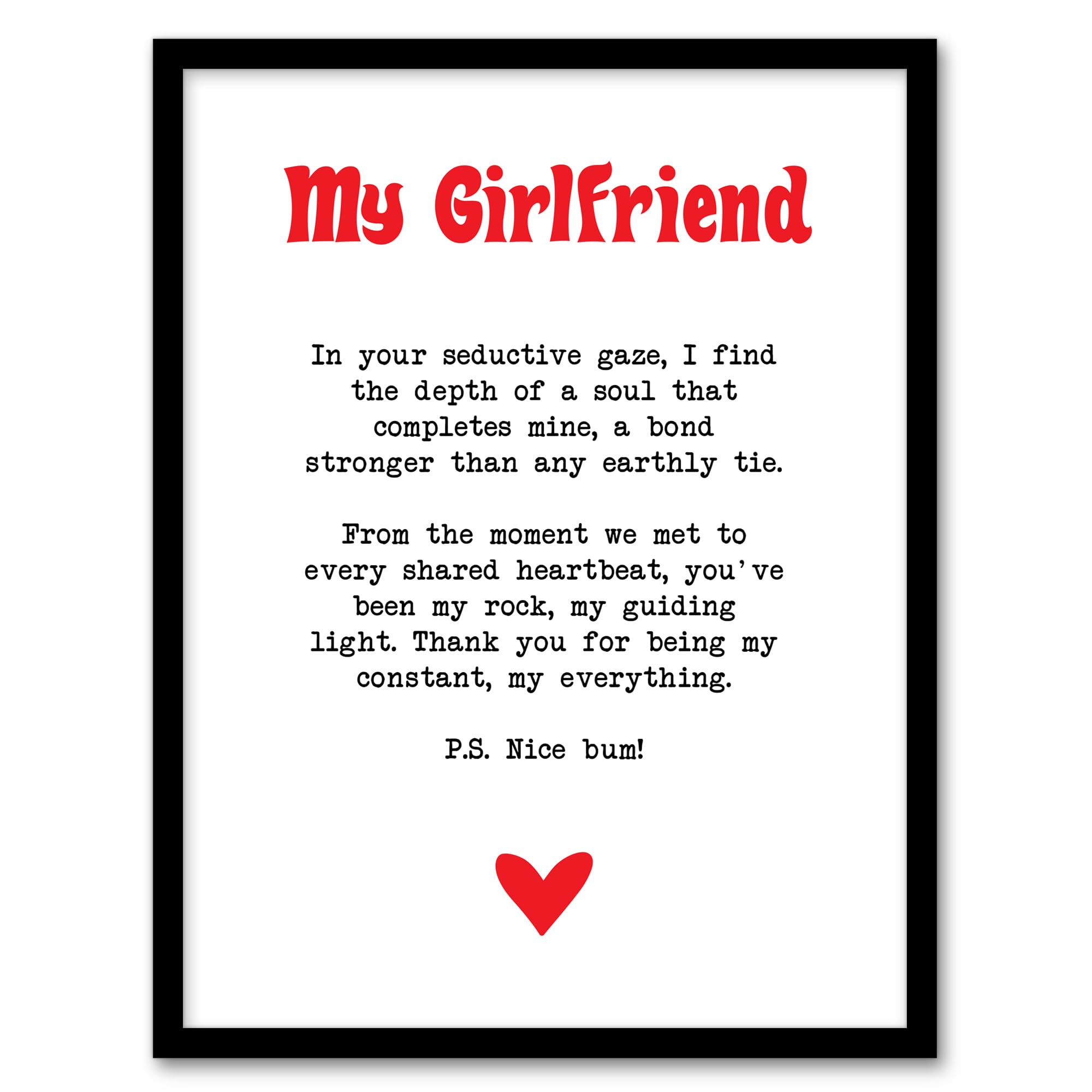 Artery8 Love Poem My Everything Girlfriend Romantic Sweet Bedroom Artwork Framed Wall Art Print A4